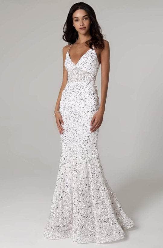 SCALA 60080 - V-Neck Trumpet Prom Gown