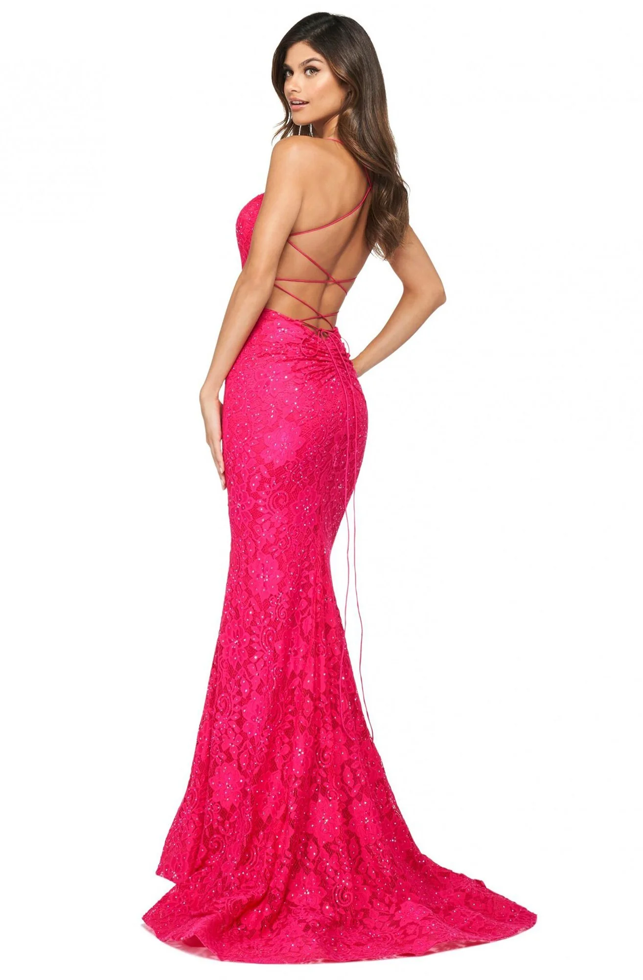Sherri Hill - 53359SC Jewel Strewn Lace Mermaid Dress - Image 2