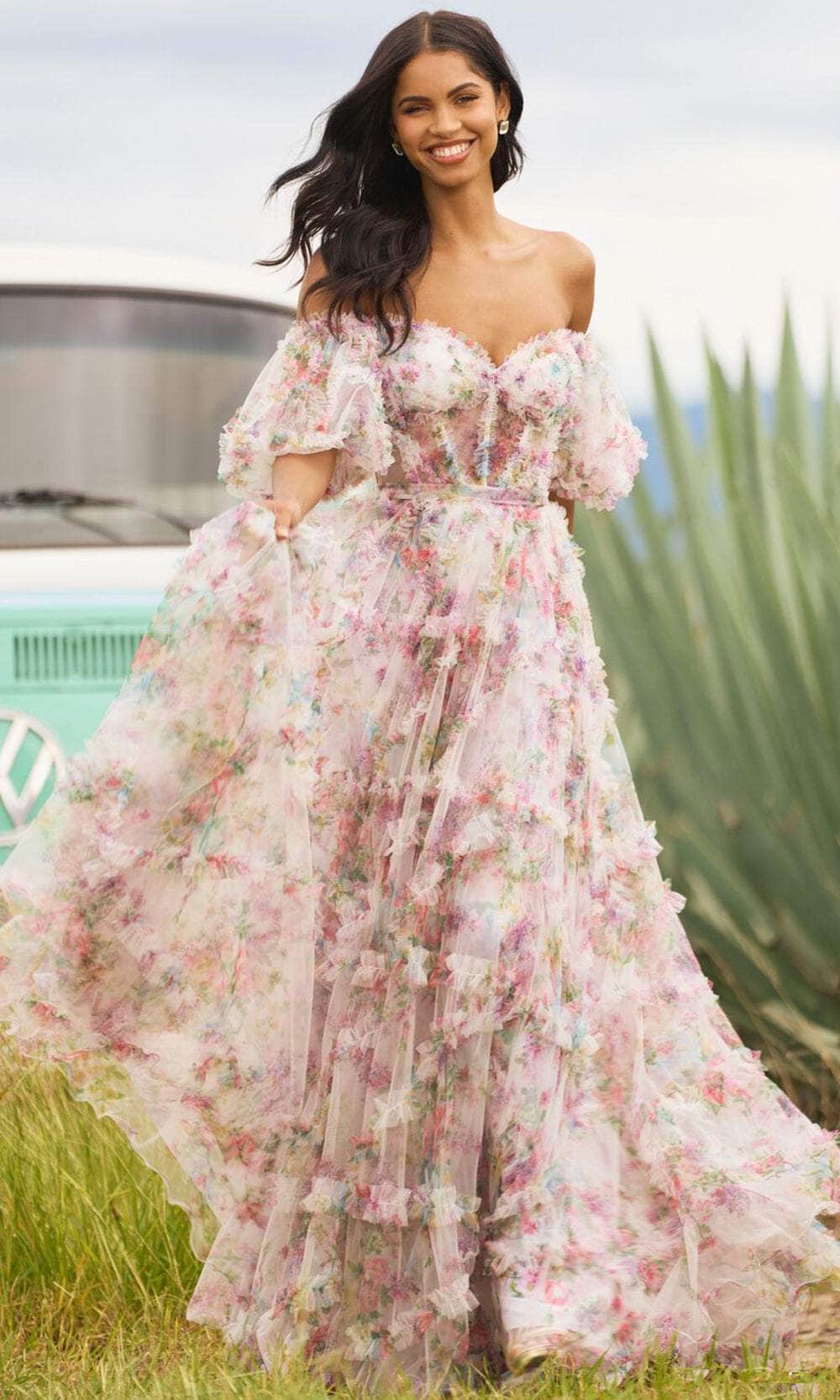 Sherri Hill 55541 - Floral Bustier Prom Gown - Image 4