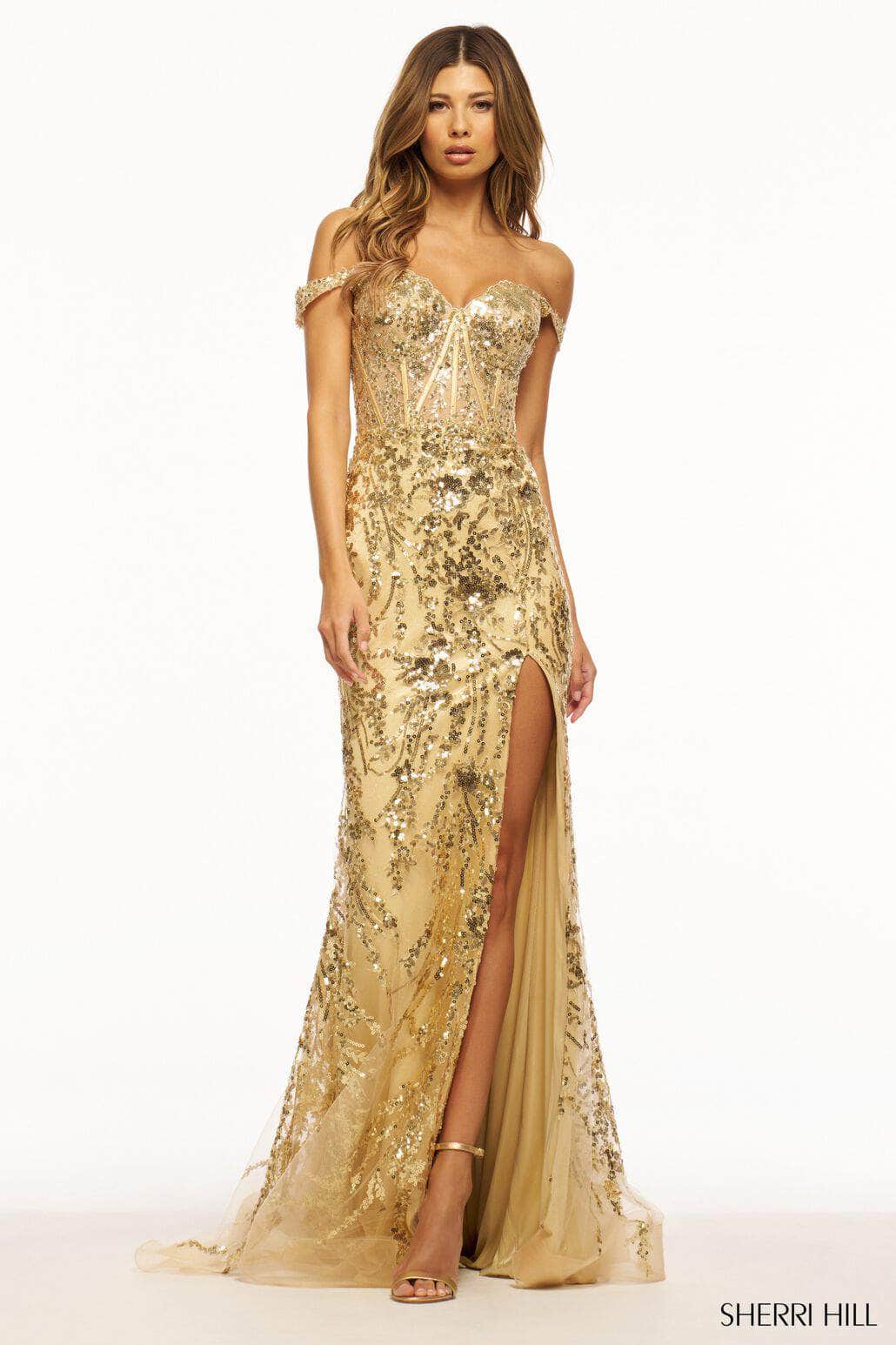 Sherri Hill 56101 - Sequin Ornate Sheath Evening Gown - Image 3