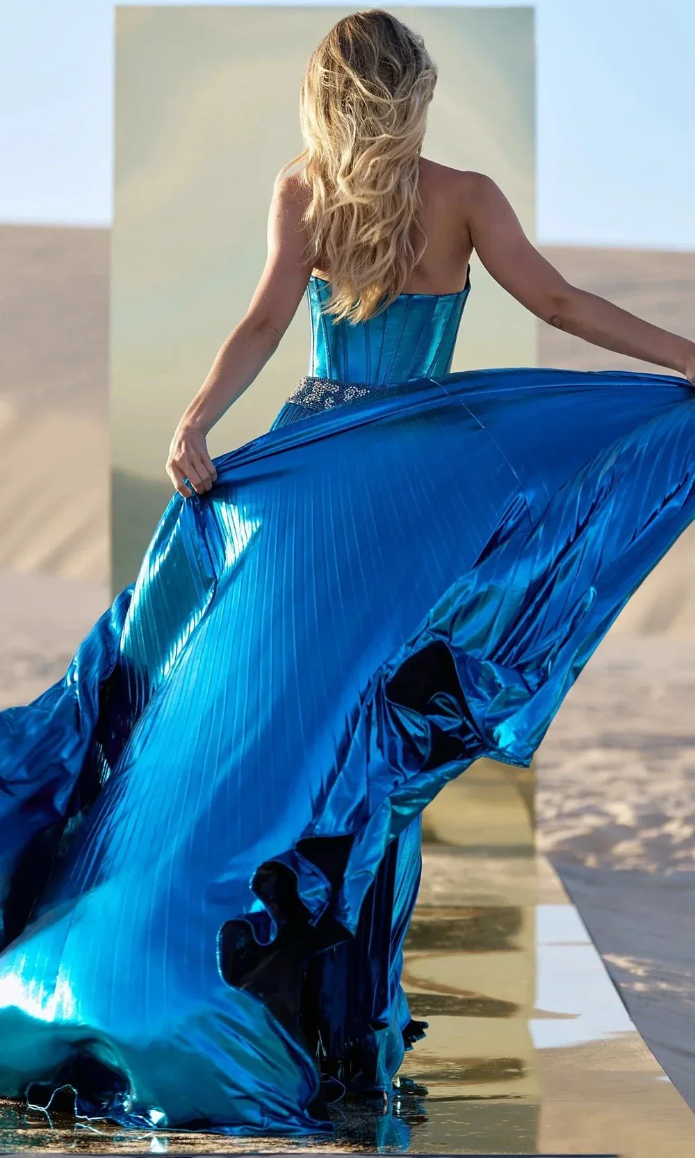 Sherri Hill 56522 - Pleated Metallic A-Line Dress - Image 2