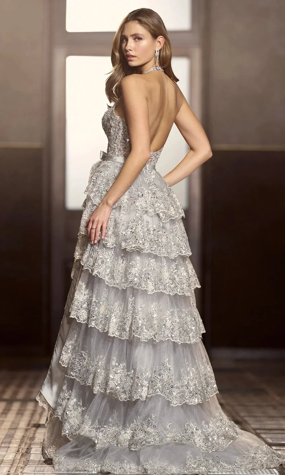 Sherri Hill 56706 - Beaded Lace Halter Evening Dress - Image 2