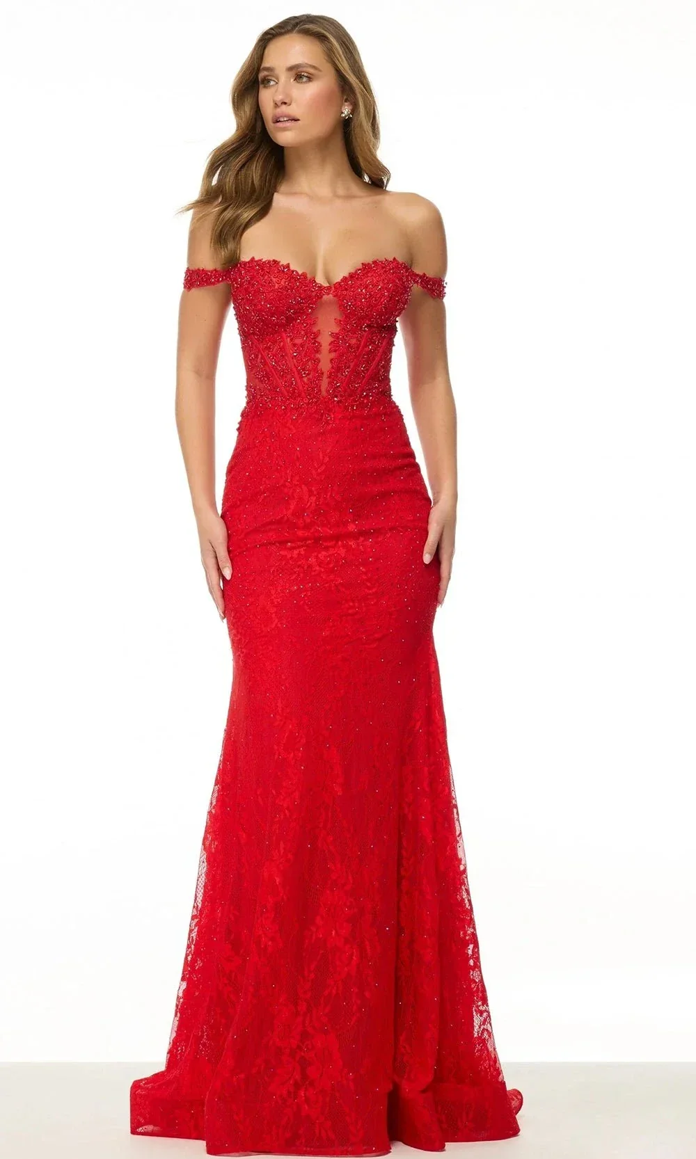 Sherri Hill 57130 - Lace Sheath Gown with Illusion Bodice - Image 3