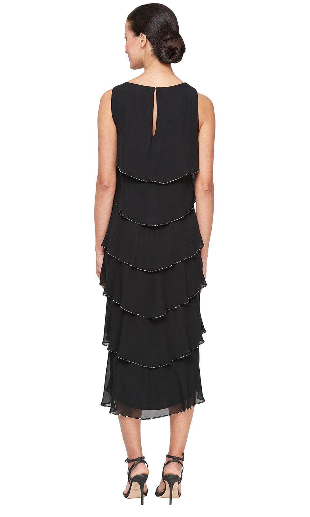 S.L. Fashions 9170734 - Tea-Length A-Line Dress with Bateau Neckline - Image 2