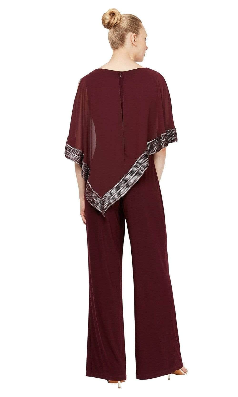 S.L. Fashions 9177331 - Embellished Cape Formal Jumpsuit - Image 4