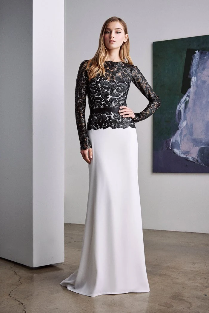 Tadashi Shoji - BLJ19512LSC Long Illusion Floral Lace Gown
