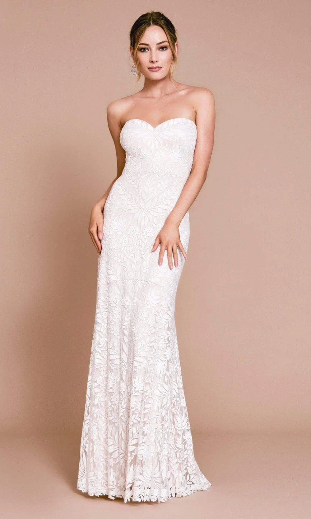 Tadashi Shoji - BNQ20124LBRSC Floral Embossed Strapless Long Gown - Image 3