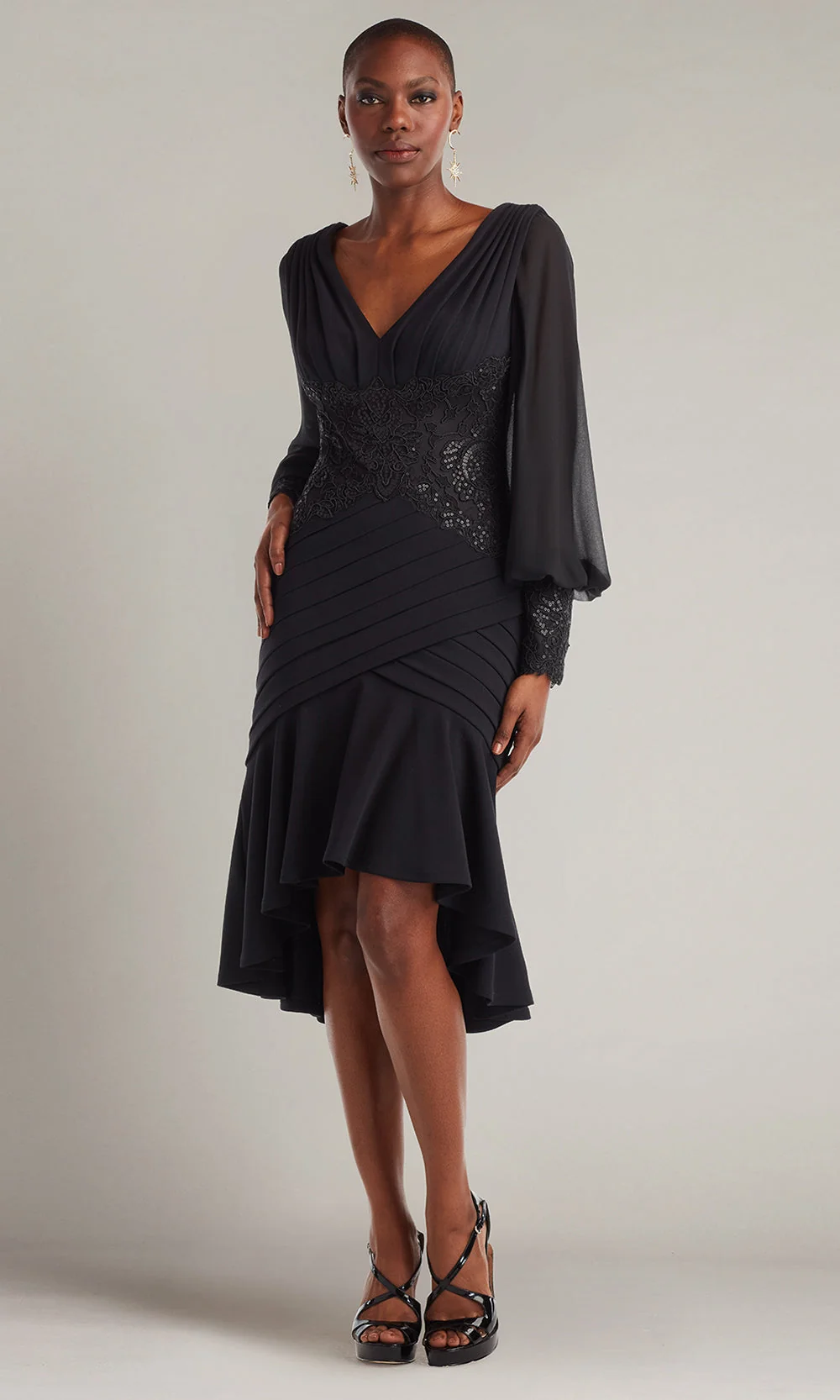 Tadashi Shoji BOS25682M - Kalina Blouson Sleeve High-Low Embroidered Dress - Image 4