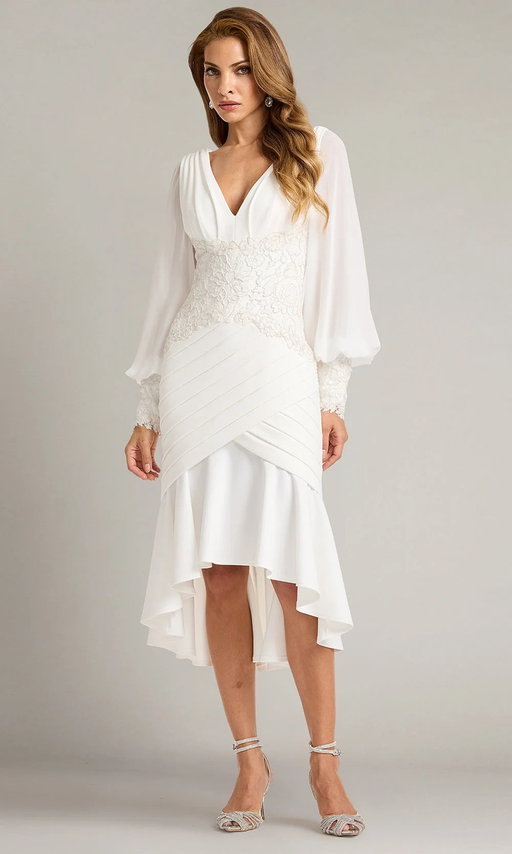 Tadashi Shoji BOS25682M - Kalina Blouson Sleeve High-Low Embroidered Dress - Image 7
