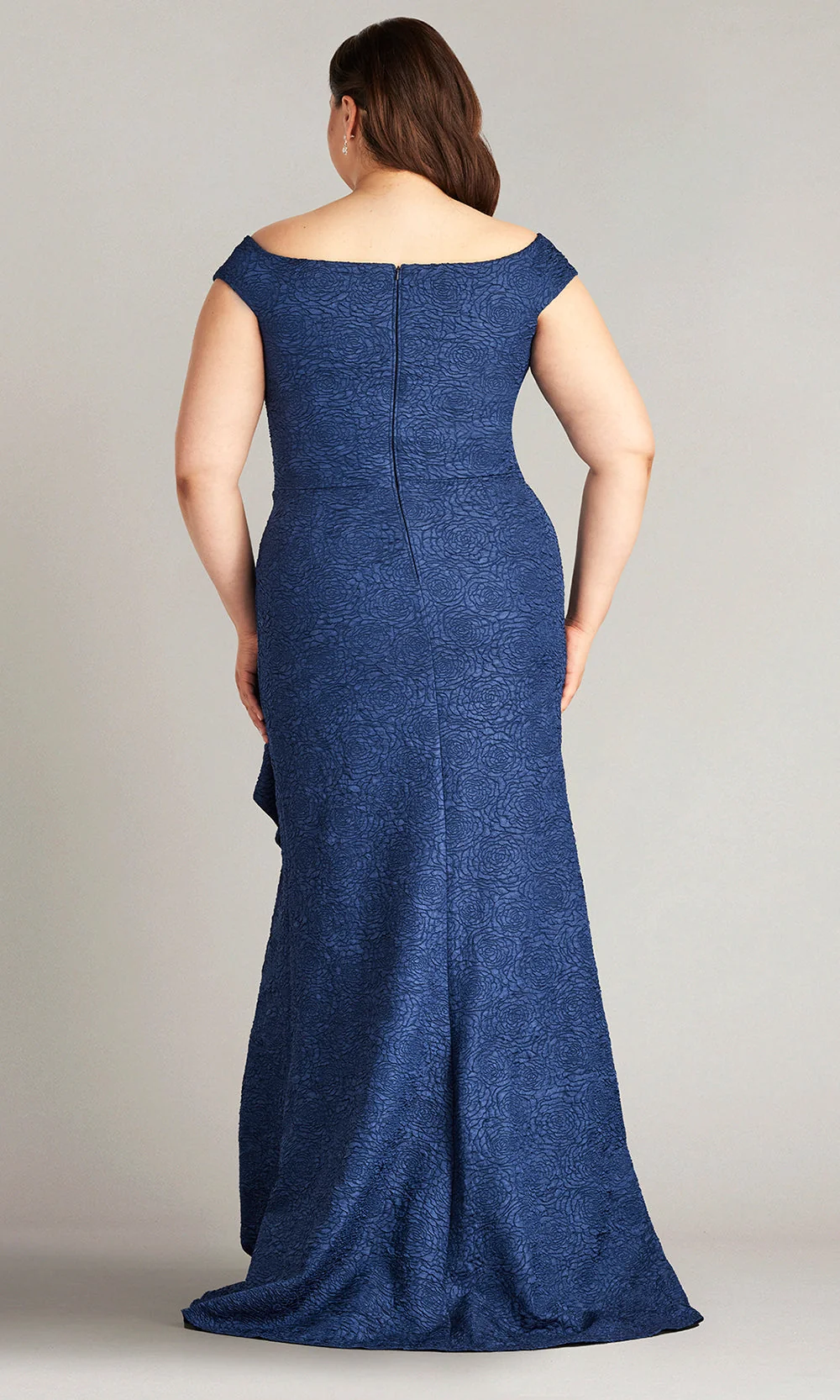 Tadashi Shoji BUA19272LQ - Roland Ruffle Rose Jacquard Gown - Plus Size - Image 2