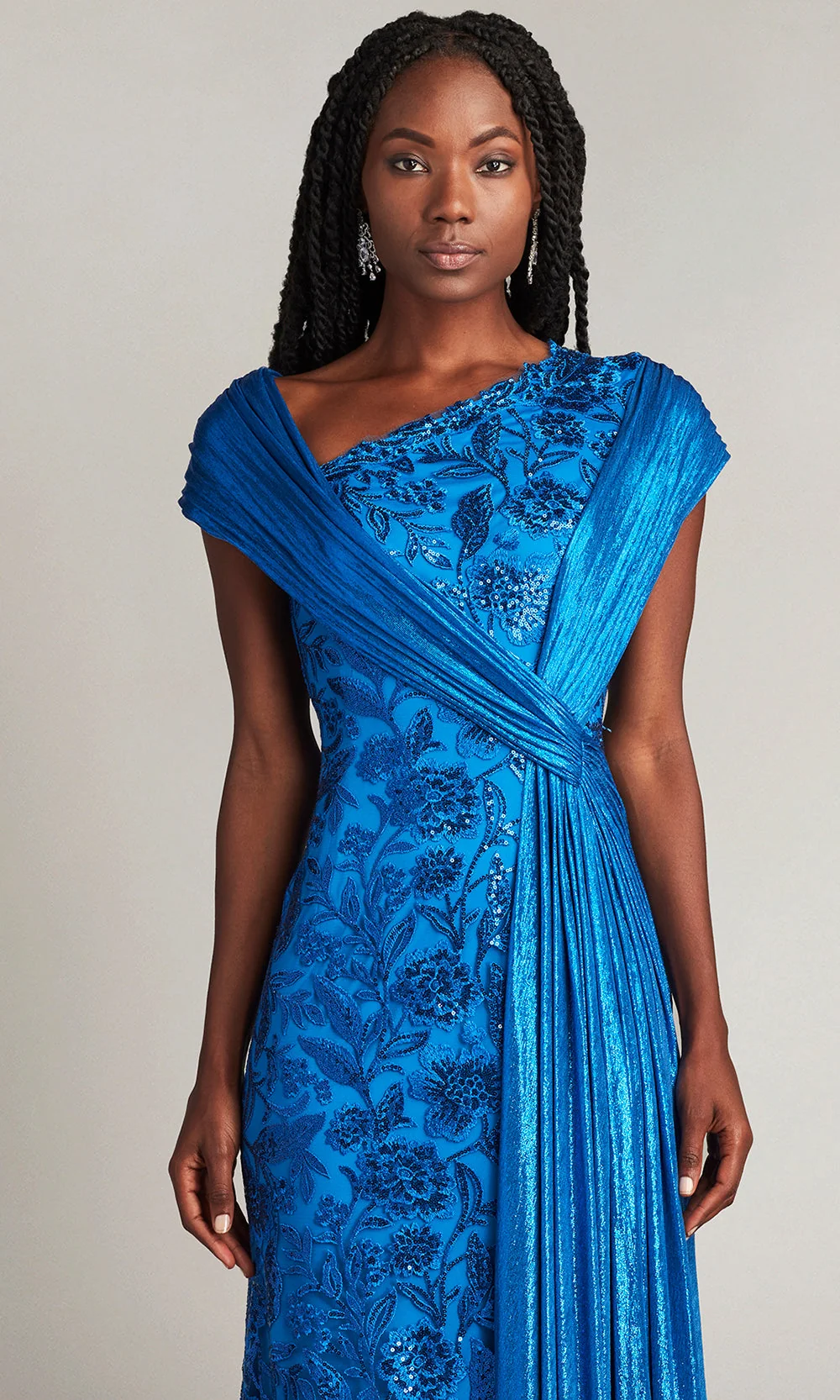 Tadashi Shoji CDL20634L - Chantelle Sequin Embroidered Draped Sash Gown - Image 2