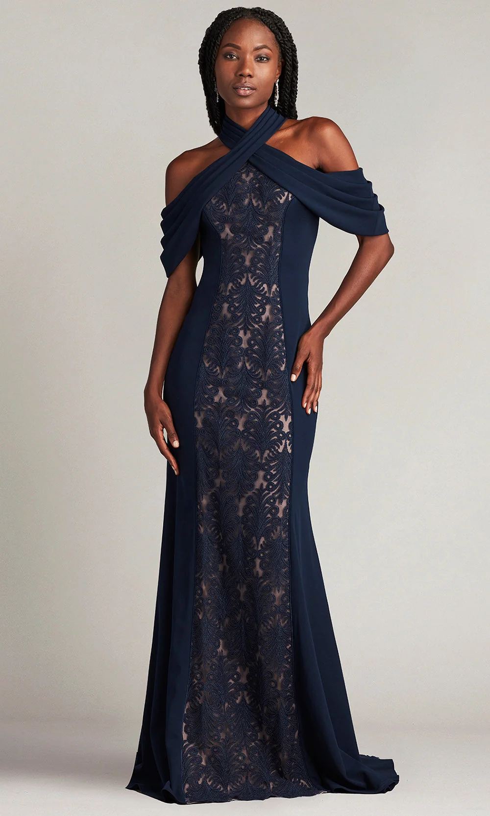 Tadashi Shoji CDY24230L - Embroidered Cold Shoulder Gown - Image 3