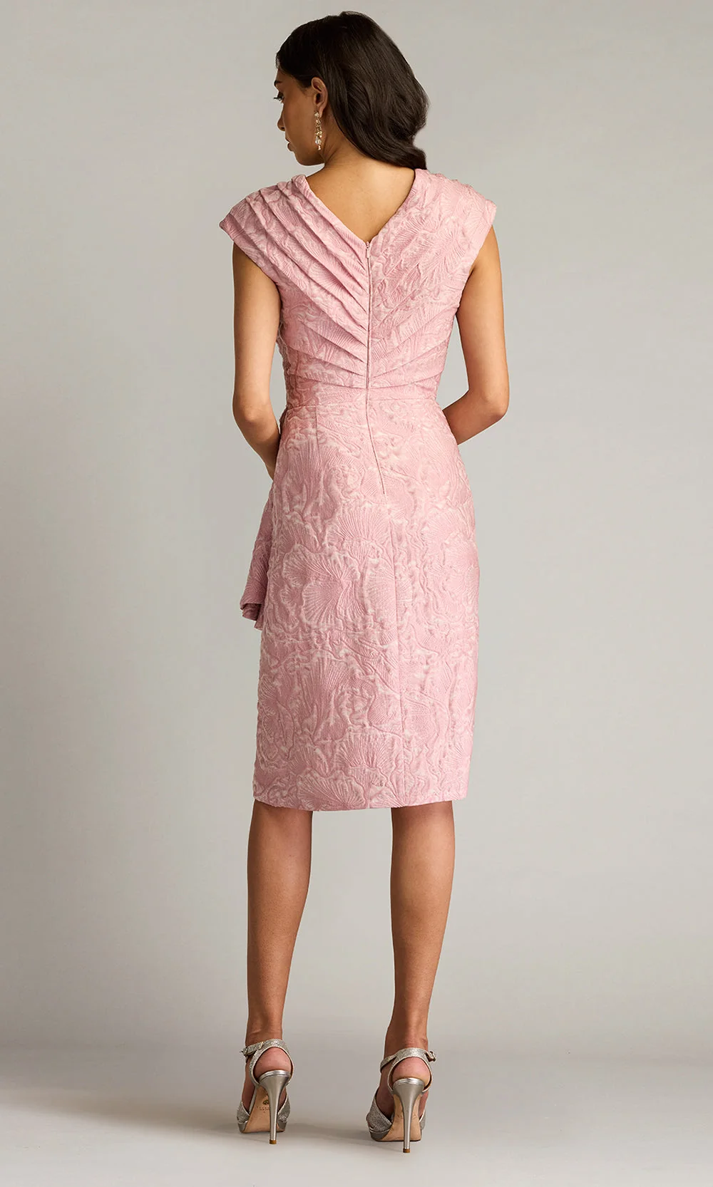 Tadashi Shoji CHN25180M - V-Neckline Emery Floral Jacquard Dress - Image 2