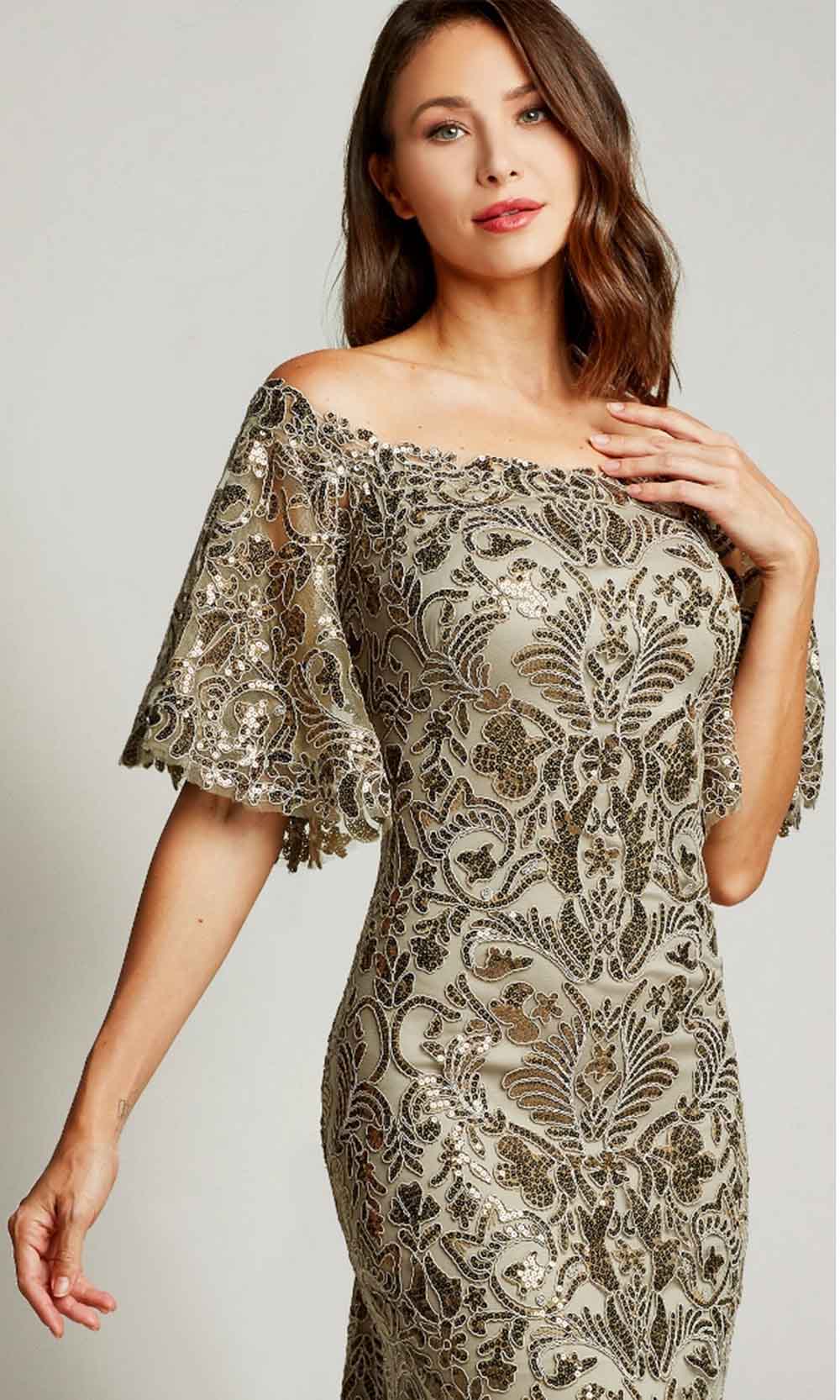 Tadashi Shoji - Embroidered Sequin Off Shoulder Long Gown ATV17375LSC - Image 2