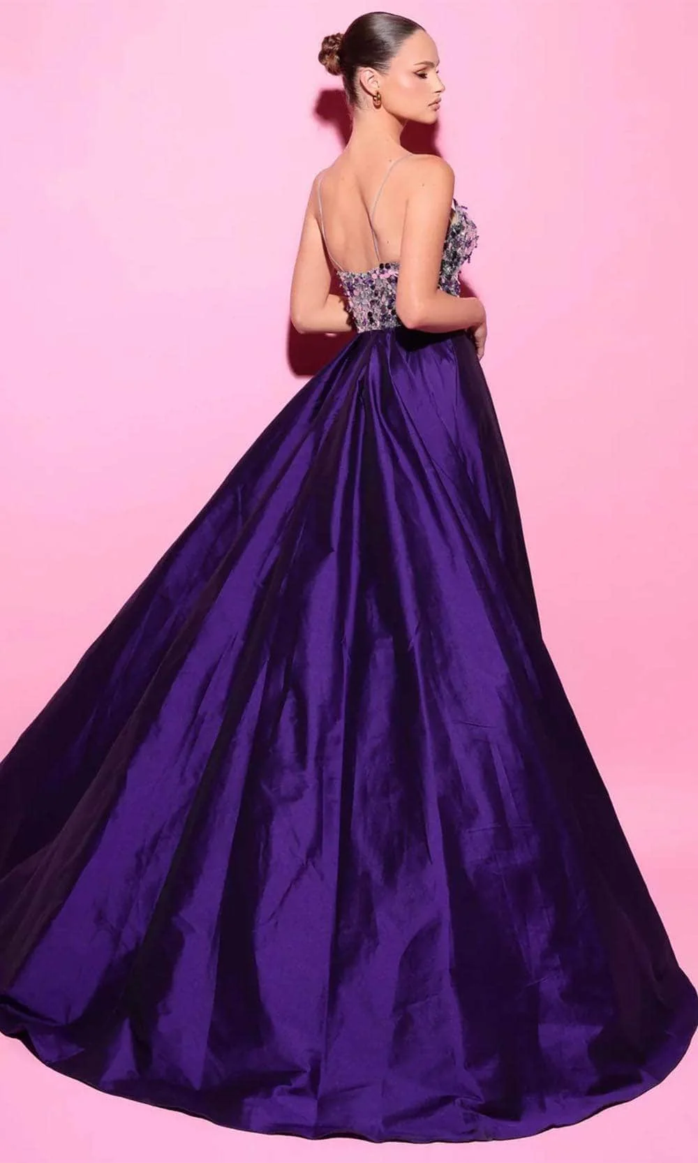 Tarik Ediz 54198 - Spaghetti Strap Wrap Skirt Evening Gown - Image 10