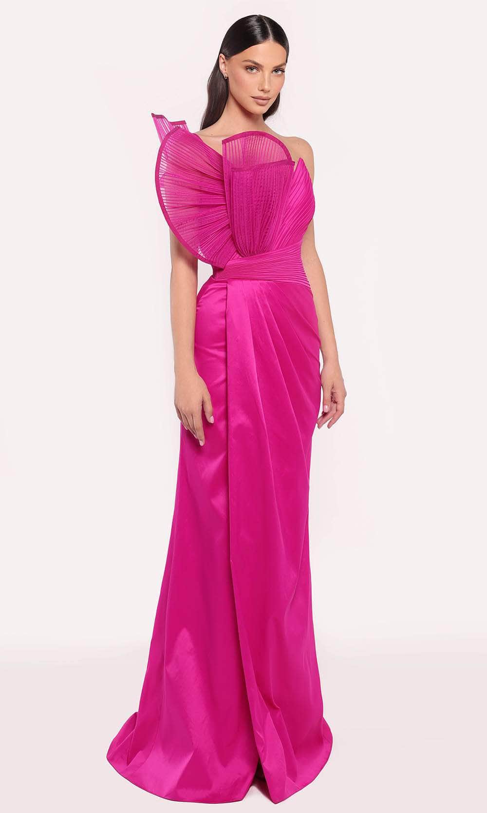 Tarik Ediz 98705 - Draped Crumbcatcher Evening Gown - Image 3
