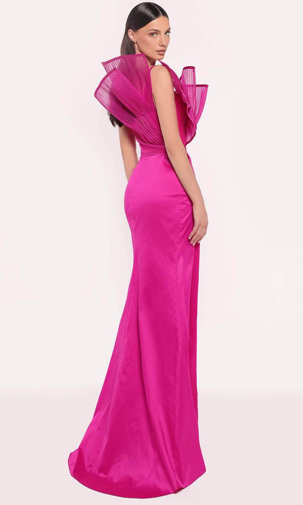 Tarik Ediz 98705 - Draped Crumbcatcher Evening Gown - Image 4