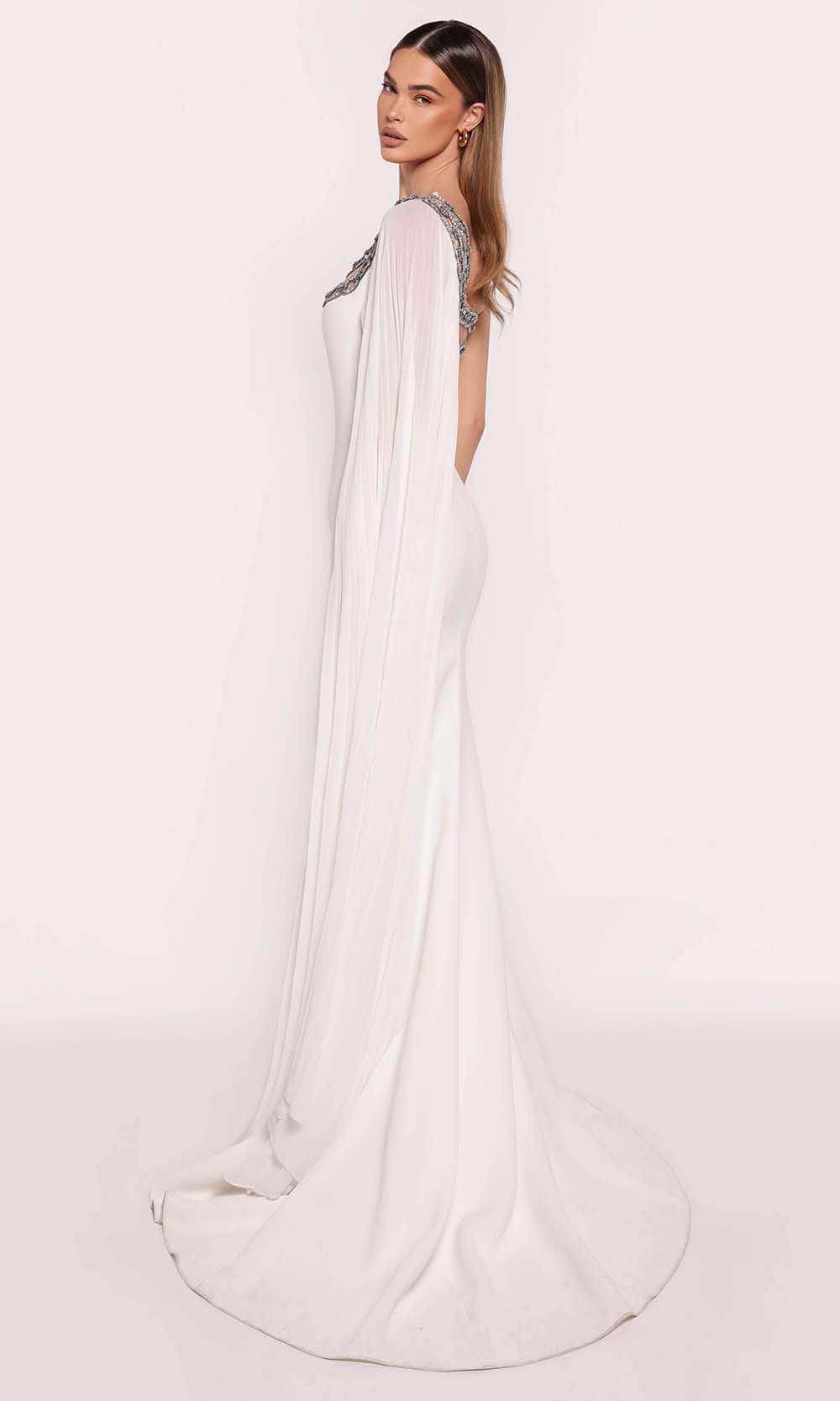 Tarik Ediz 98713 - Cape Sleeve Chain Evening Gown - Image 2