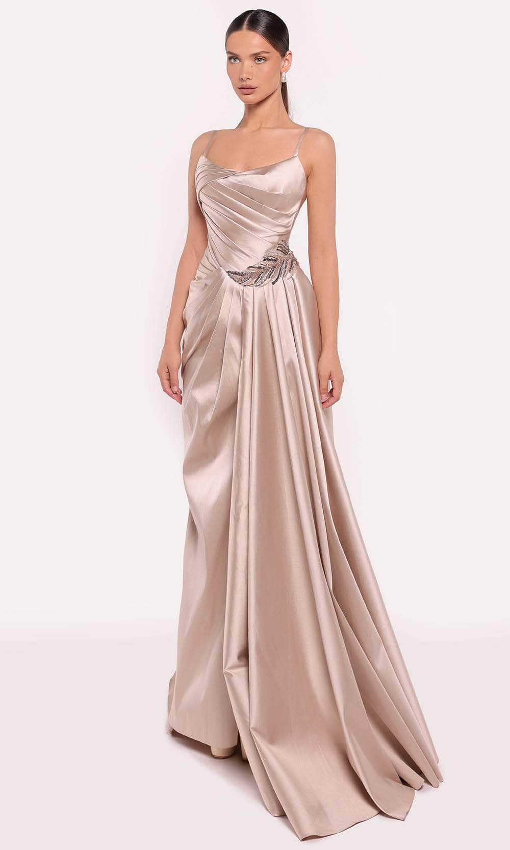 Tarik Ediz 98756 - Scoop Pleated Evening Gown - Image 3