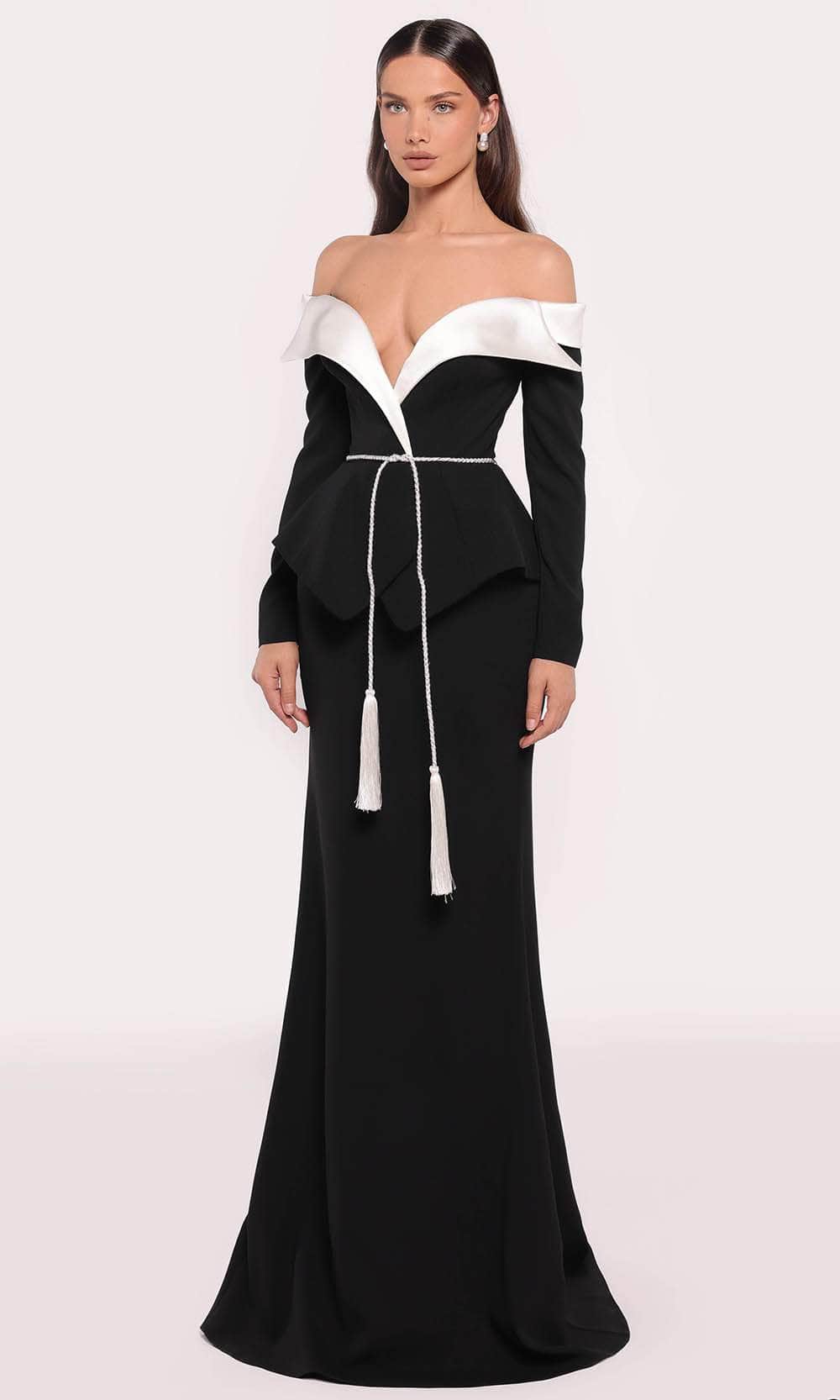 Tarik Ediz 98841 - Off Shoulder Foldover Gown