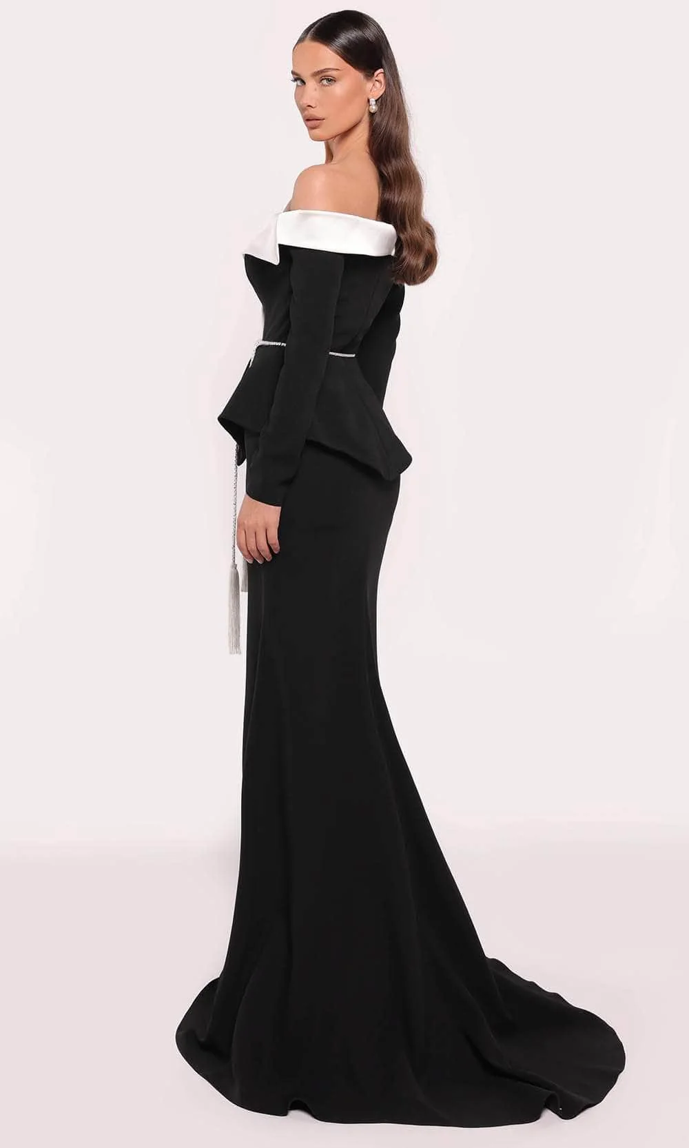 Tarik Ediz 98841 - Off Shoulder Foldover Gown - Image 2