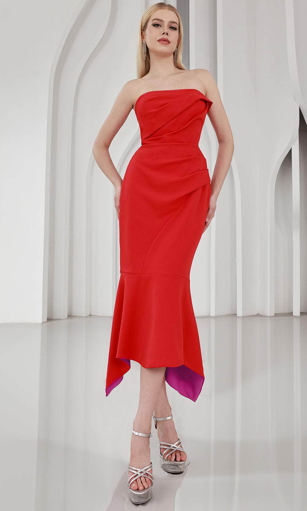 Terani Couture 251C4173 - Ruched Bodice Tea Length Evening Dress - Image 3