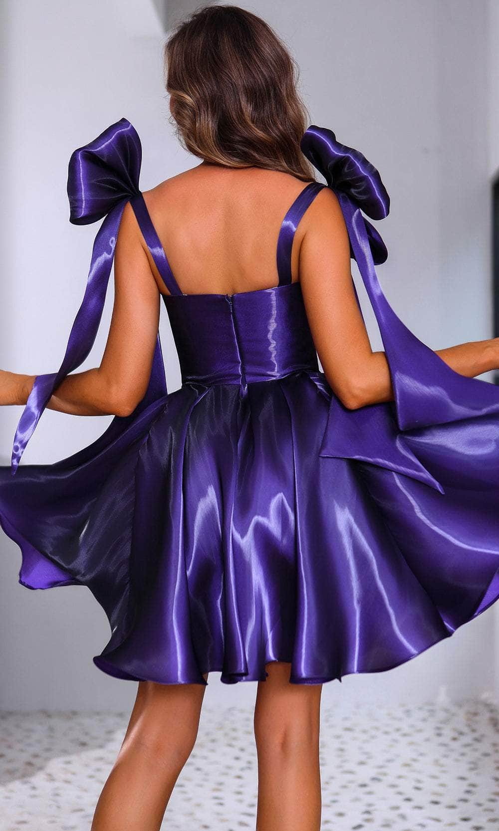 Terani Couture 251P4047 - Straight Neckline Pleated Cocktail Dress - Image 2