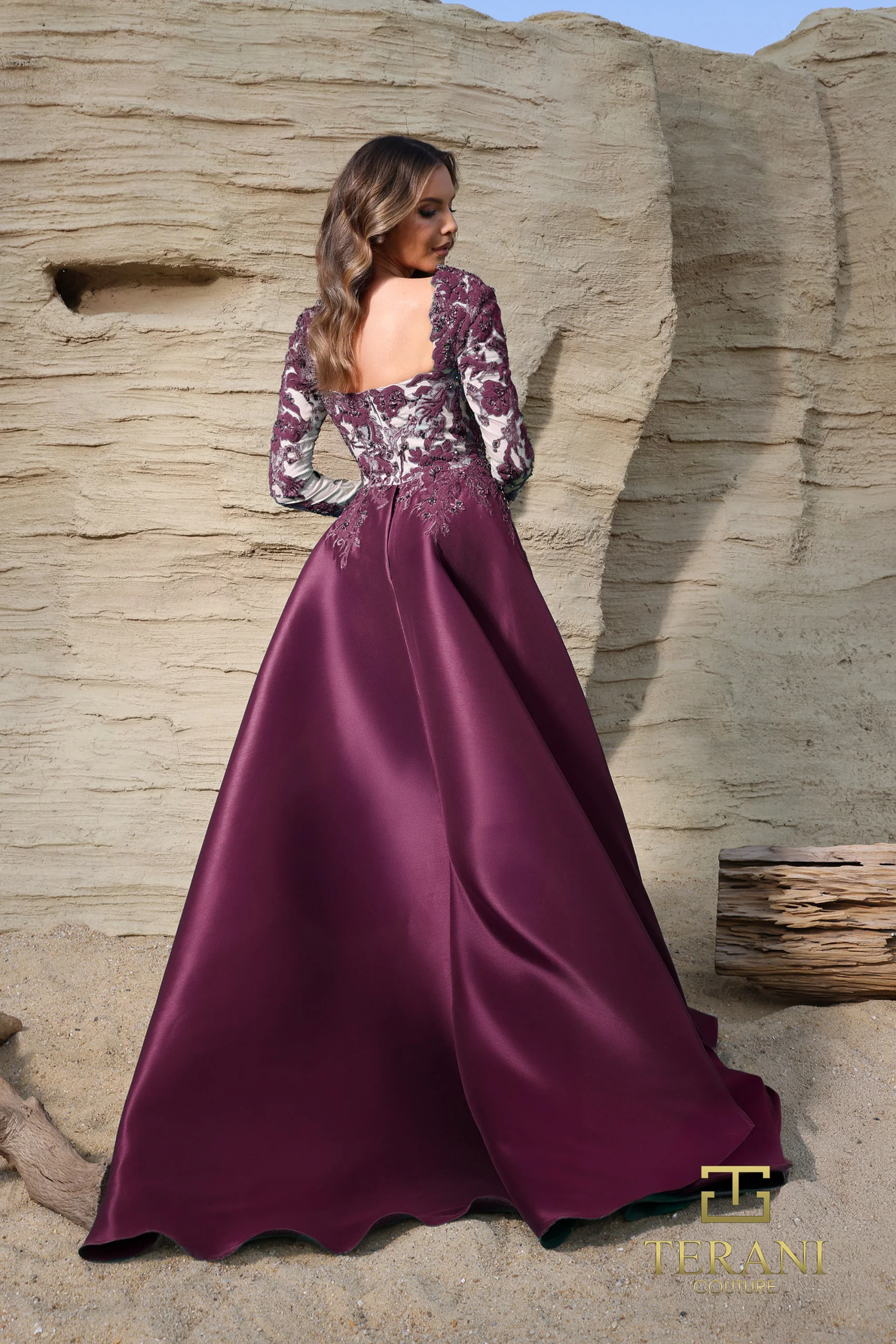 Terani Couture 252M5311 - Illusion Sleeve Beaded Lace Gown - Image 6