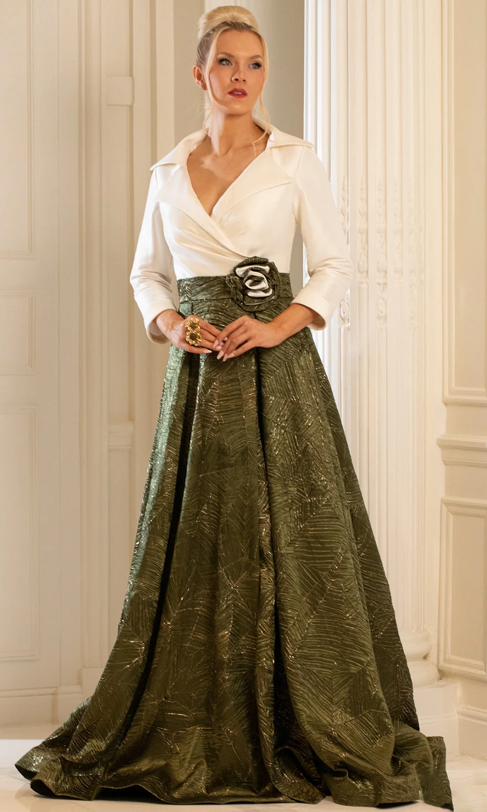 Terani Couture 252M5522 - Collared A-line Gown with Pockets - Image 2