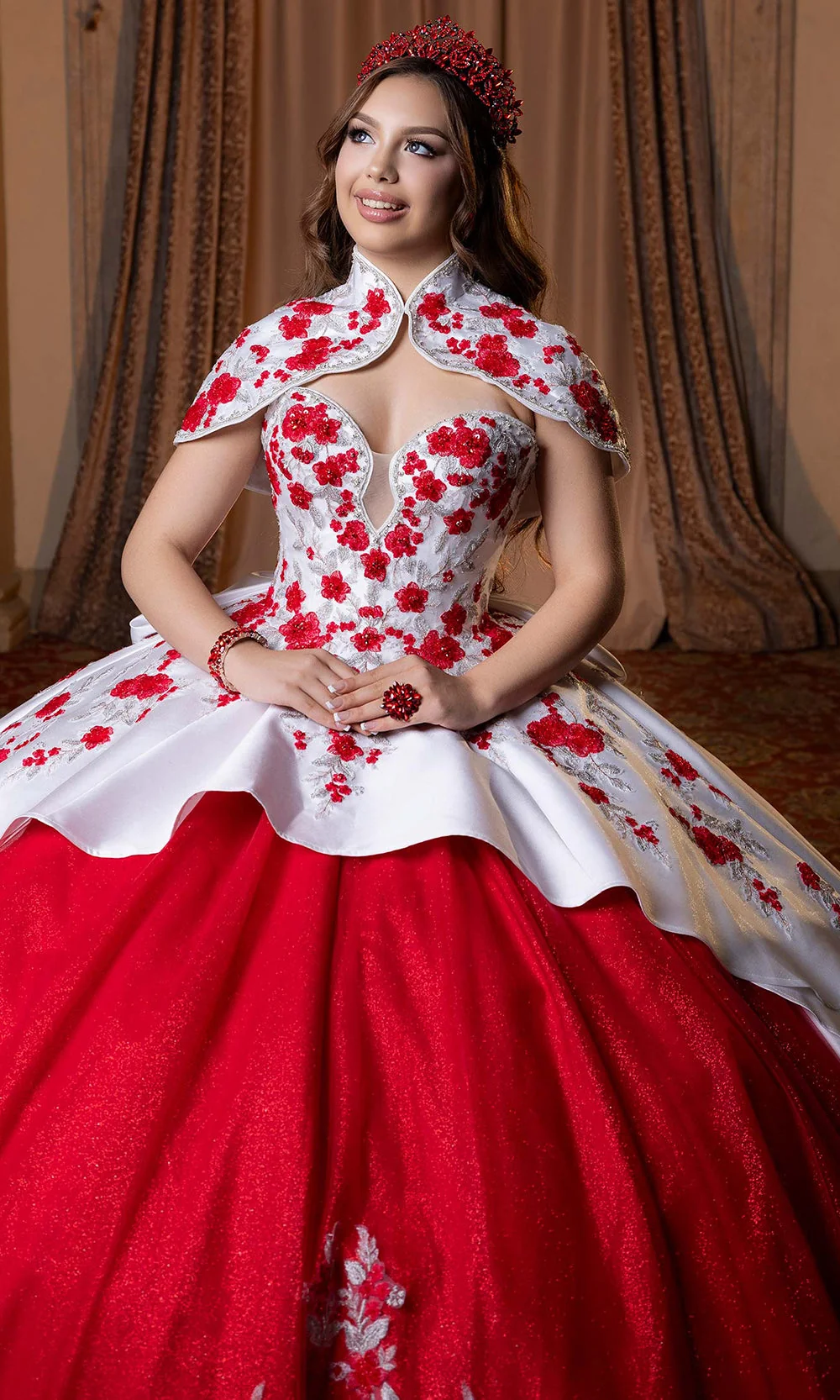 Vizcaya by Mori Lee 4080016 - Embroidered Floral Plunging Sweetheart Gown - Image 9