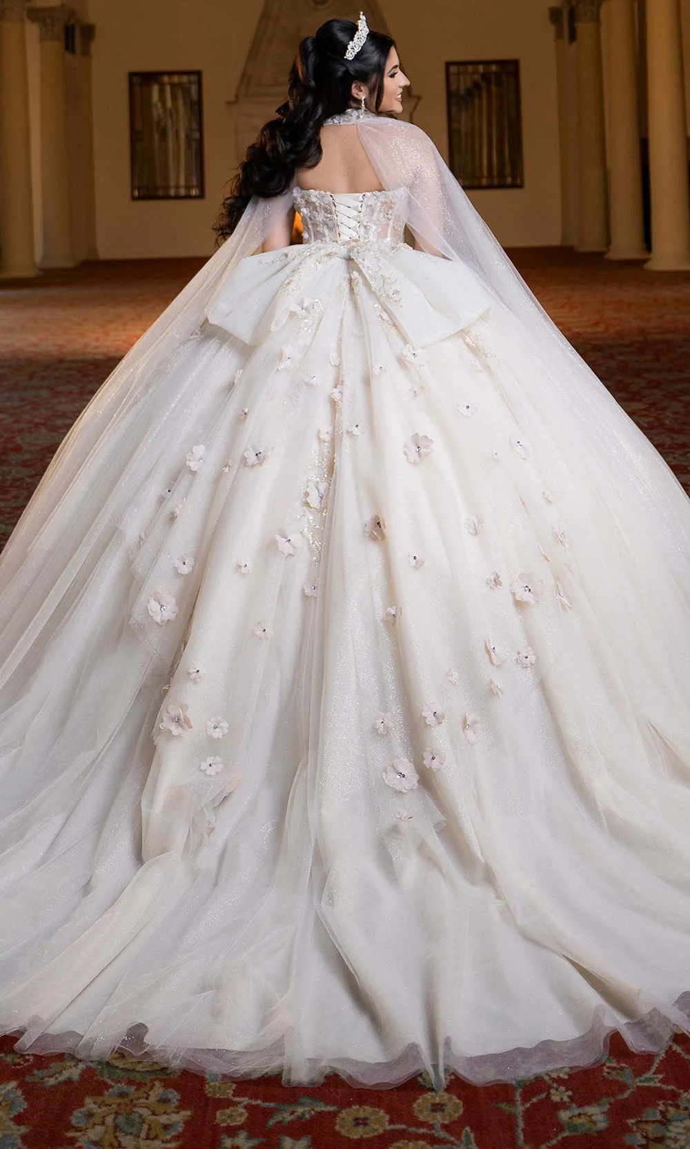 Vizcaya by Mori Lee 4080023 - Floral Embellished Sweetheart Layered Gown - Image 2