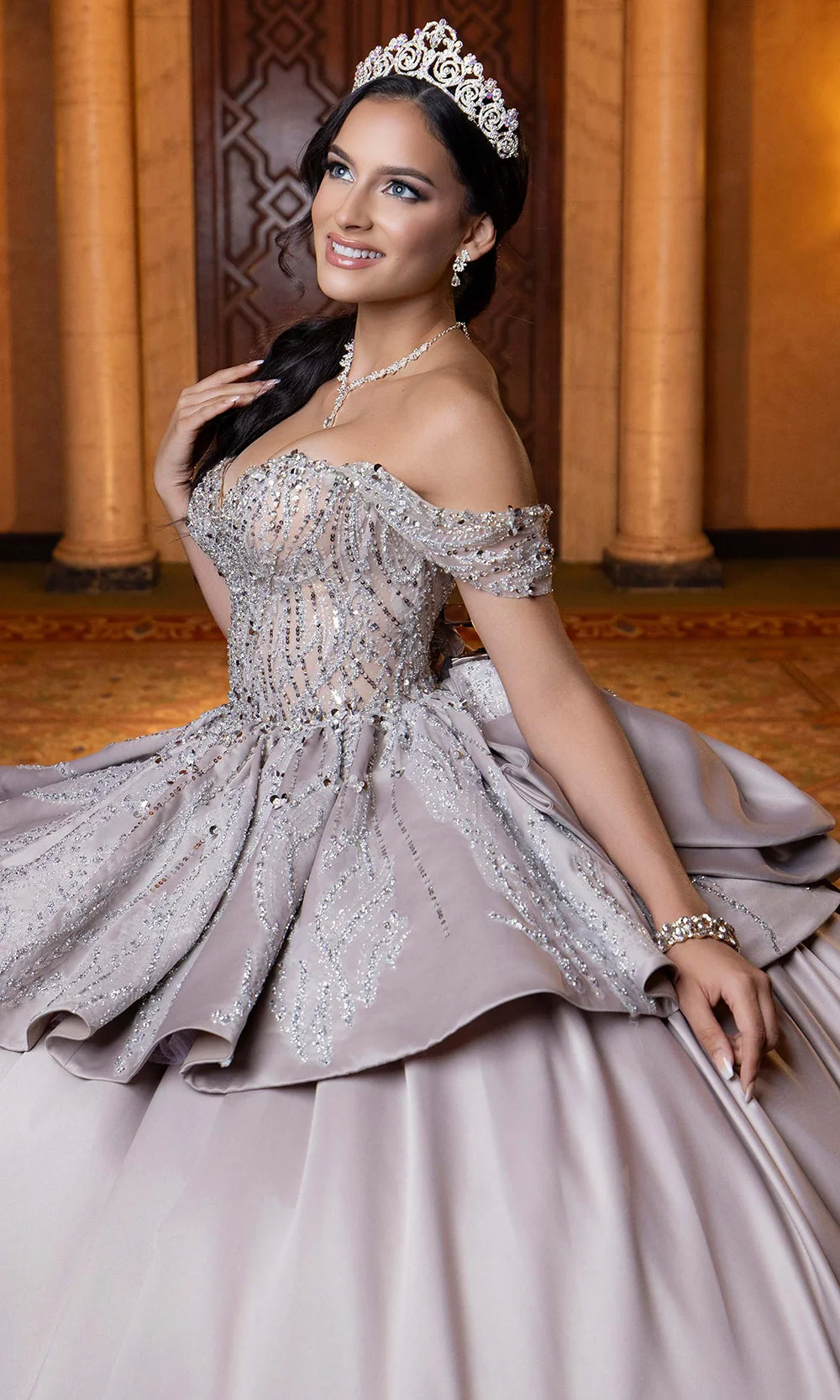 Vizcaya by Mori Lee 4080030 - Convertible Crystal Ballgown with Bow - Image 5