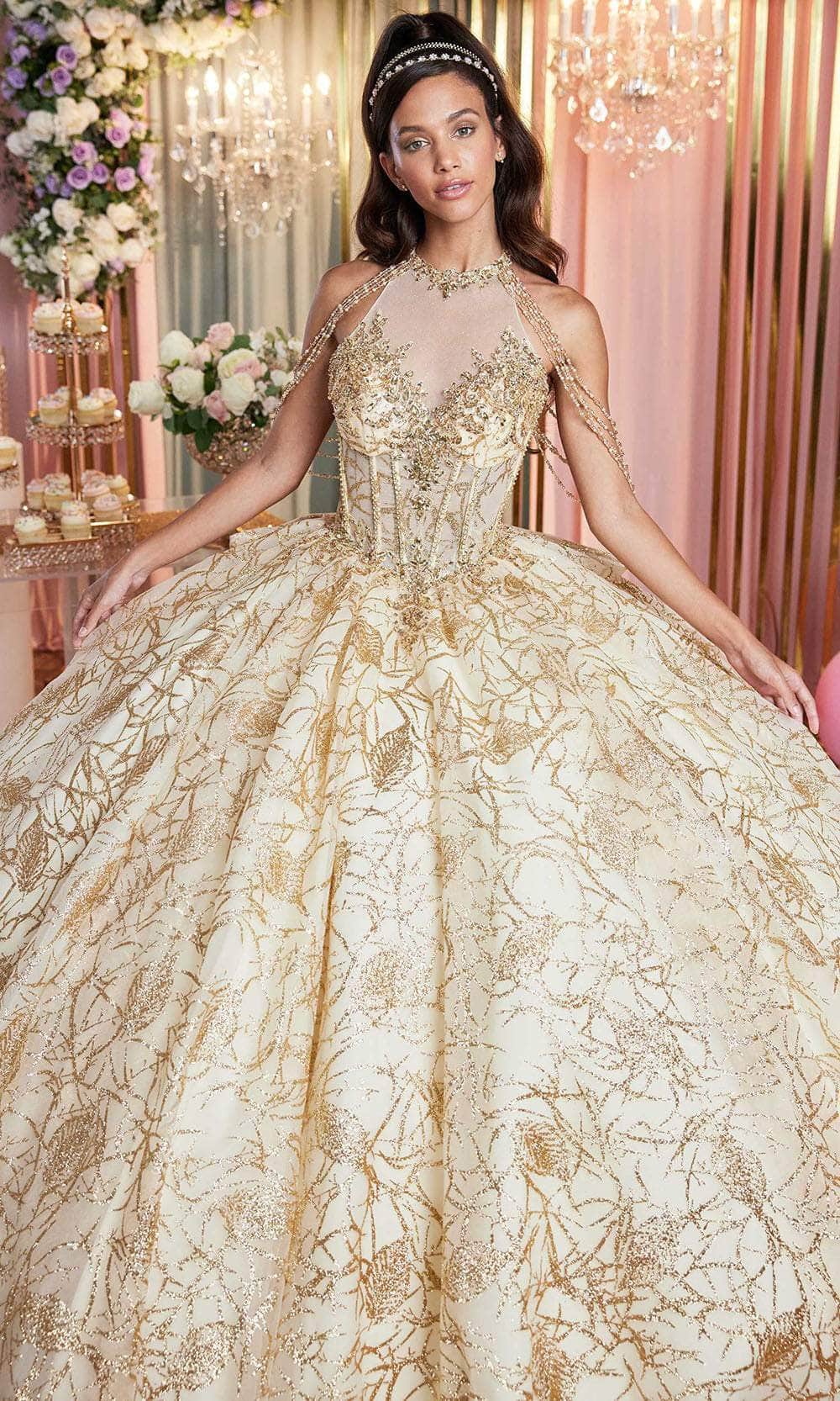 Vizcaya by Mori Lee 89514 - Beaded Garland Quinceanera Ballgown